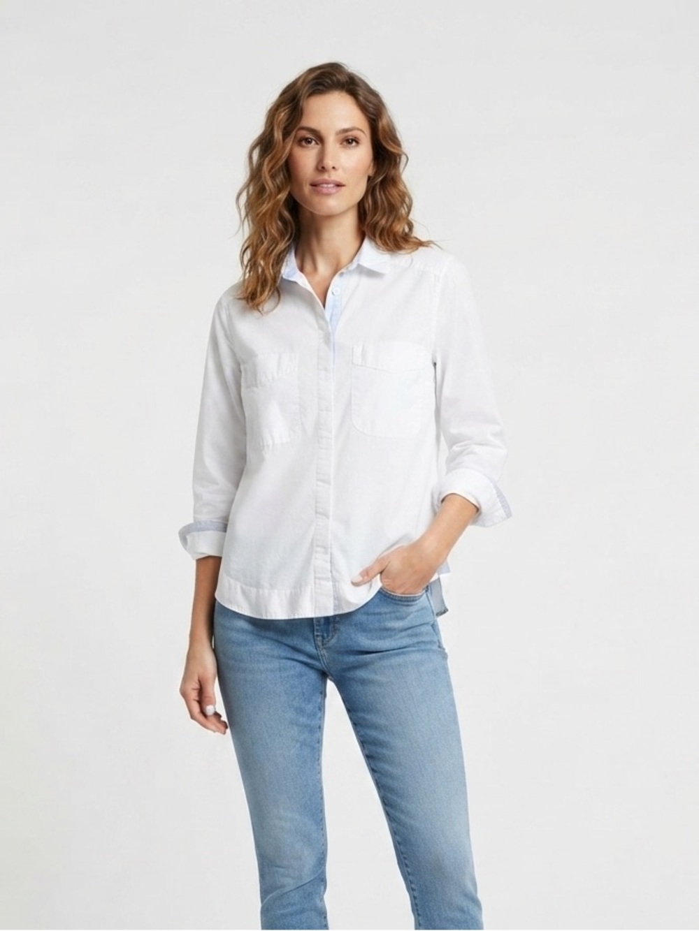 Anthropologie HD in Paris White Button-Down Shirt Size 4 business minimalist